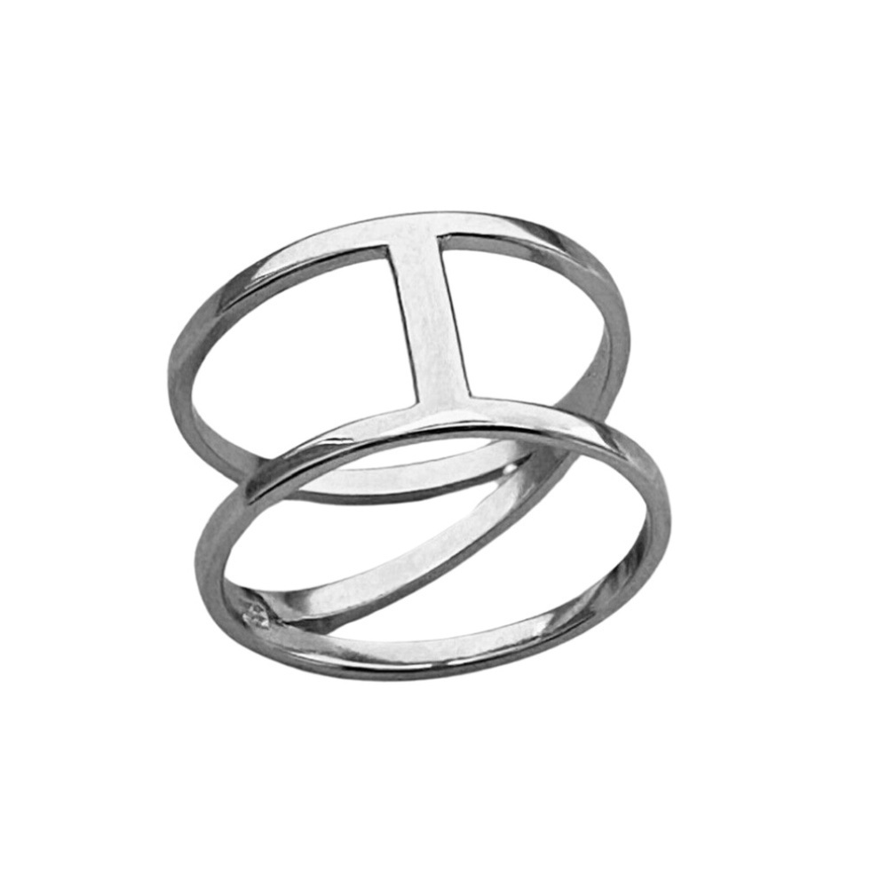 Sterling Silver Open Caged H Band Ring – 10mm Minimalist Statement (size 8)